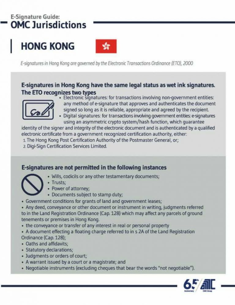 Hong Kong - E-Signature Guide OMC Group Jurisdictions